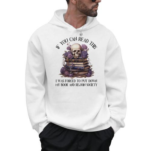 Dark Romance Merch I Put Down My Book Lover Spicy Skeleton Men Hoodie - Bookorys