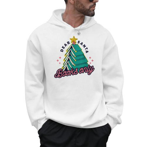 Dear Santa Books Only Christmas Book Tree Men Hoodie - Bookorys