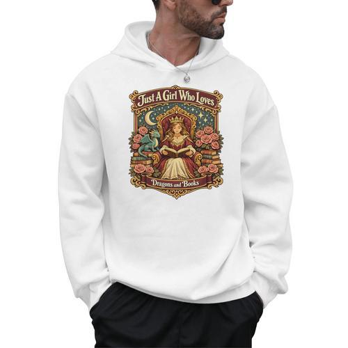 Dragon Reading Book Outfit Girls Dress Fantasy Reader Premium Tri-Blend Men Hoodie - Bookorys AU