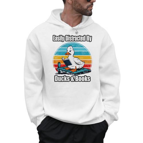 Ducks Books Lover Easily Distracted By Ducks & Books Men Hoodie - Bookorys