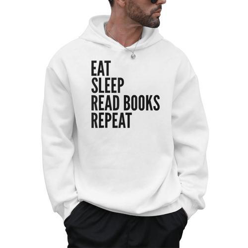 Eat Sleep Read Books Repeat Reading Lover Men Hoodie - Bookorys