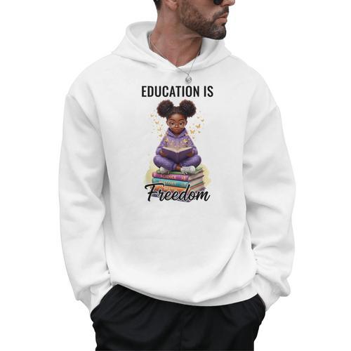 Education Is Freedom African American Girl Reading Book Men Hoodie - Bookorys