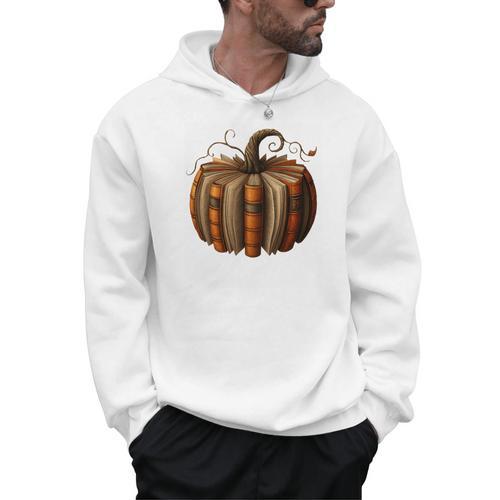 Fall Book Pumpkin Halloween Retro Fall Librarians Bookworm Men Hoodie - Bookorys