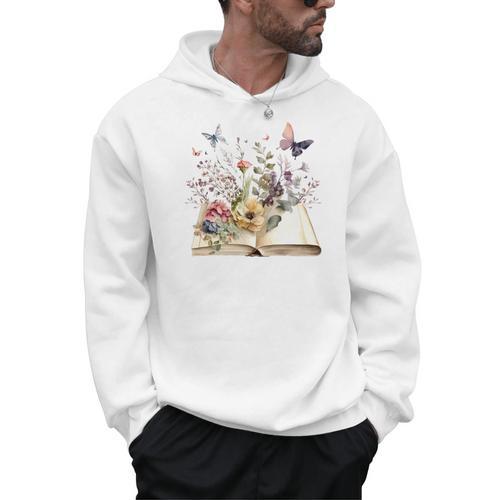 Flowers Gardening And Book Reading Lover Men Hoodie - Bookorys CA