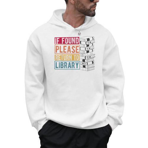 If Found Please Return To Library Retro Book Library Men Hoodie - Bookorys