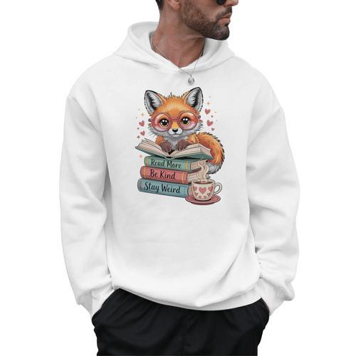 Fox Read More Books Stay Weird Cottagecore Reader Aesthetic Premium Tri-Blend Men Hoodie - Bookorys AU