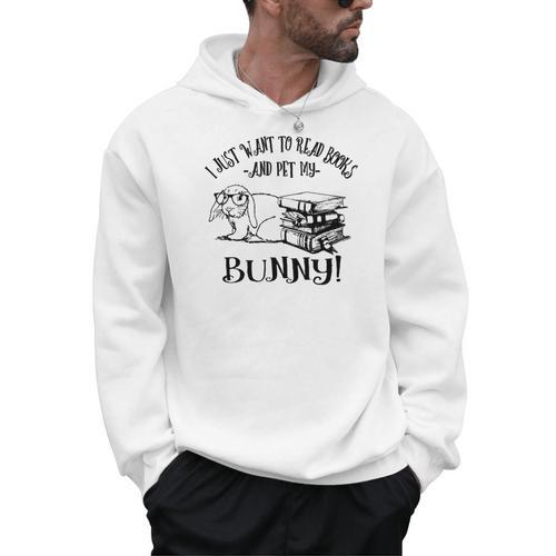 Girls Read Books Mini Holland Lop Bunny Rabbit Lover Men Hoodie - Bookorys UK