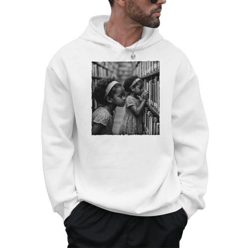 Girls Reading Books Book Lover Afro African Reader Men Hoodie - Bookorys
