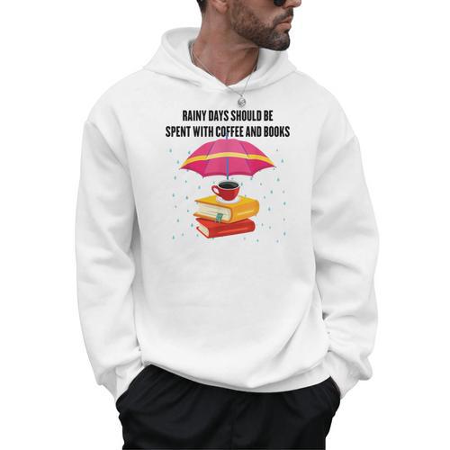 Gloomy Rainy Days Should Be Spent With Coffee And Books Men Hoodie - Bookorys