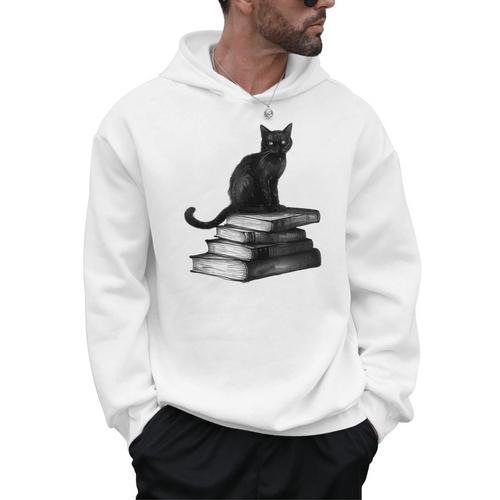 Goth Mystical Gothic Books & Cat Men Hoodie - Bookorys AU
