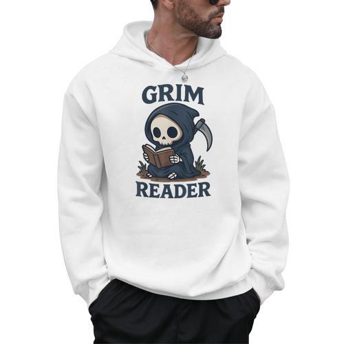 Grim Reader Dark Humor Read Book & Library Lovers Men Hoodie - Bookorys AU