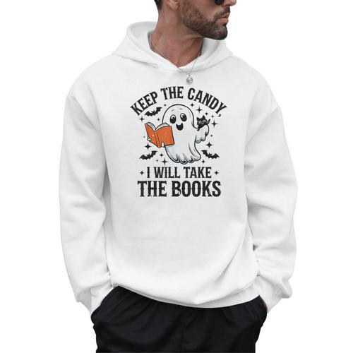 Halloween Keep The Candy I'Ll Take Books Ghost Book Lovers Men Hoodie - Bookorys