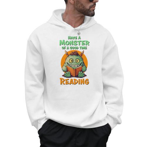 Halloween Teacher Librarian Monster Reading Books Performance Men Hoodie - Bookorys