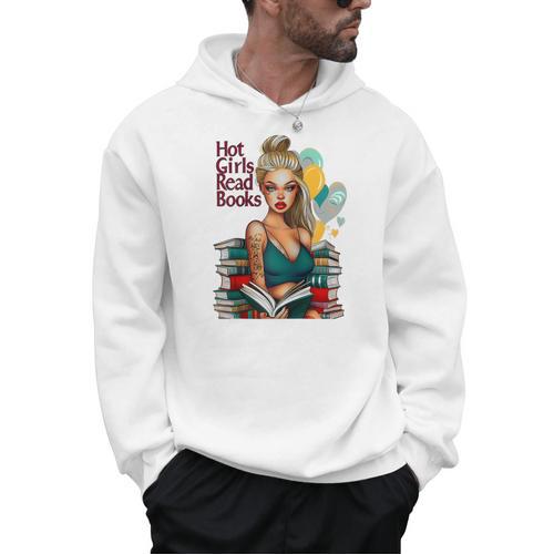 Hot Girls Read Books Spicy Bookish Girl Dark Romance Reader Raglan Baseball Tee Men Hoodie - Bookorys