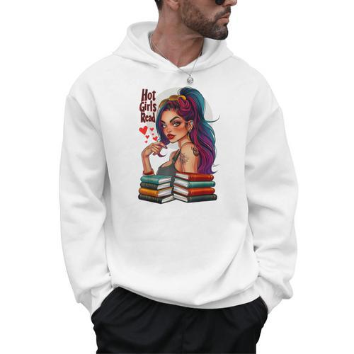 Hot Girls Read Books Spicy Dark Romance Reader Bookish Girl Men Hoodie - Bookorys