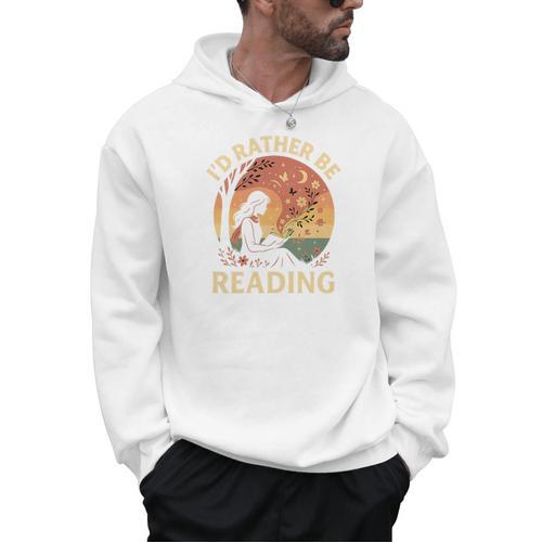 I'd Rather Be Reading Book Lover Vintage Sunset Apparel Premium Tri-Blend Men Hoodie - Bookorys