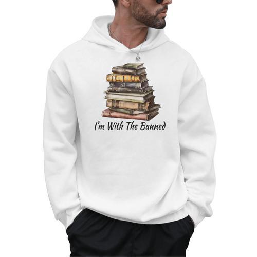 I'm With The Banned Books Reading Addict Book Lover Men Hoodie - Bookorys