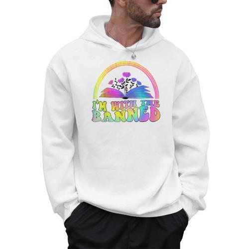 I'm With The Banned Books Retro Tie Dye Wildflowers Men Hoodie - Bookorys UK