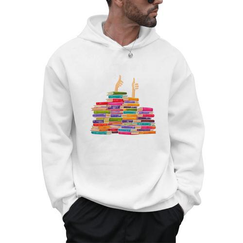 I'm Fine Reading Books Reader Book Lover Librarian Men Hoodie - Bookorys CA