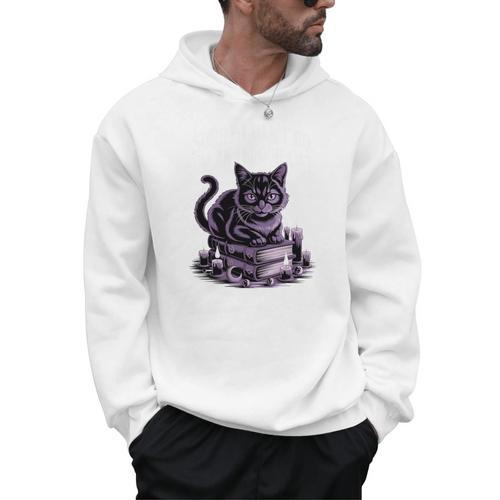 I'm An Indoor Cat Cute Witch Kitten With Books And Candles Men Hoodie - Bookorys