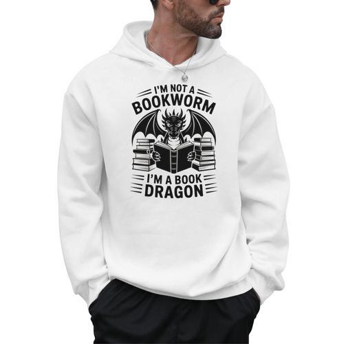 I'm Not a Bookworm I'm a Book Dragon Fantasy Readers Fun Men Hoodie - Bookorys