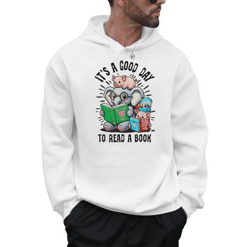 Its A Good Day To Read Book Lover Cute Pig And Elephant Men Hoodie - Bookorys DE