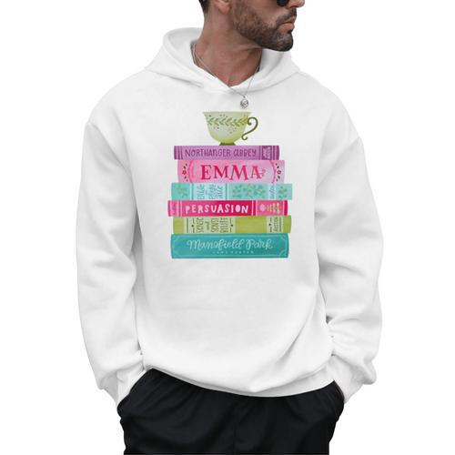 Jane Austen Book Stack Tea Fans Vintage Literary Premium Tri-Blend Men Hoodie - Bookorys