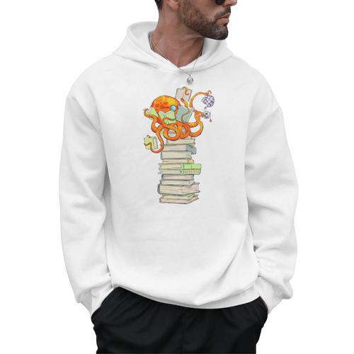 Kawaii Octopus Bookworm Fun Reading Tee For Book Lovers Premium Tri-Blend Men Hoodie - Bookorys DE