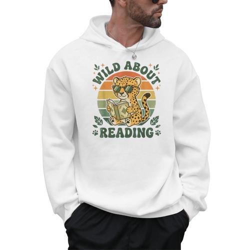 Leopard Animal Print Bookish Wild About Reading Cheetah Book Men Hoodie - Bookorys