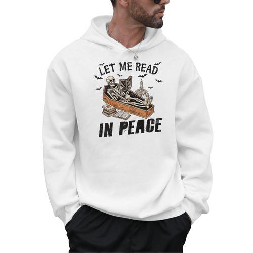 Let Me Read In Peace Halloween Reading Book Lover Men Hoodie - Bookorys