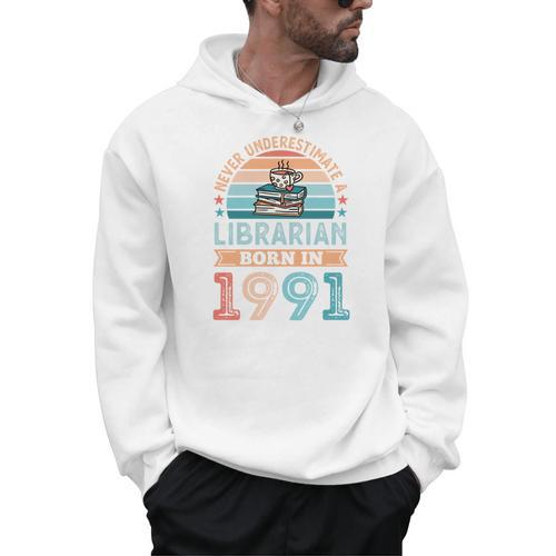 Librarian Born 1991 30th Birthday Book Lover Men Hoodie - Bookorys DE