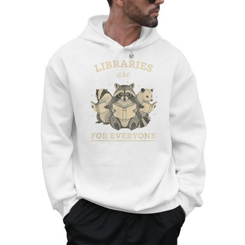 Libraries Are For Everyone Cute Raccoon Badger Opossum Book Men Hoodie - Bookorys DE