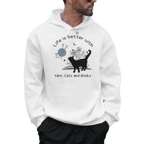 Life Is Better With Yarn Cats And Books Premium Tri-Blend Men Hoodie - Bookorys AU