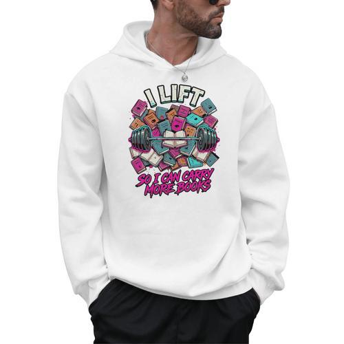 I Lift So I Can Carry More Books Reader Weightlifting Premium Tri-Blend Men Hoodie - Bookorys