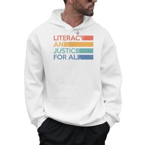 Literacy And Justice For All Reading Book Club Librarian Premium Tri-Blend Men Hoodie - Bookorys CA