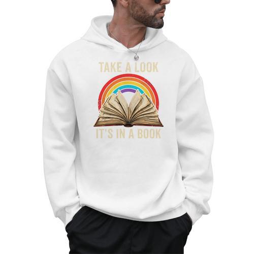 Take A Look It In A Book Retro Rainbow Reading Teacher Men Hoodie - Bookorys DE