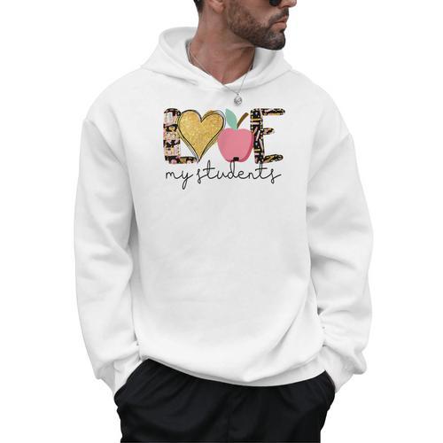 Love My Students Book Pencil Apple Back To School Men Hoodie - Bookorys