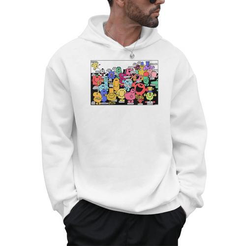 Mr Men Little Miss Retro Colourful Comic Book Scene Men Hoodie - Bookorys