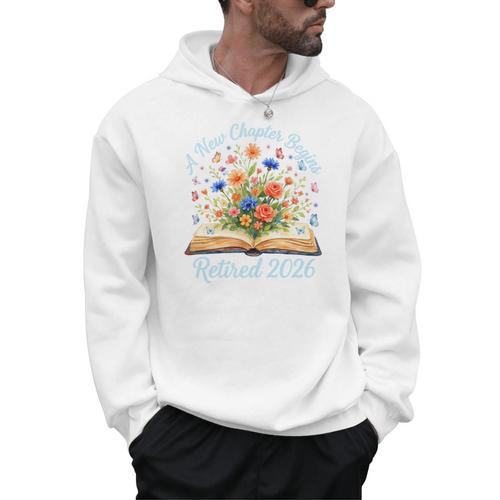 New Chapter Begins Retired 2026 Watercolor Floral Book Women Premium Tri-Blend Men Hoodie - Bookorys