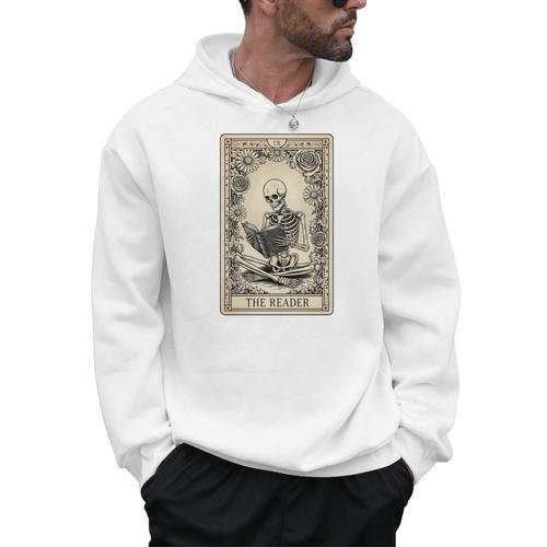 Occult Reader Tarot Card Book Lover Skeleton Reading Men Hoodie - Bookorys UK