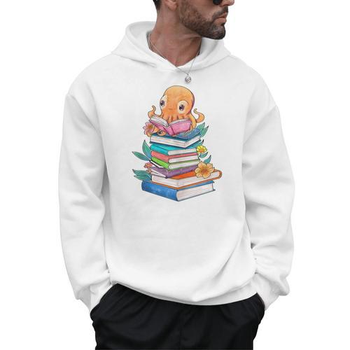 Octopus Reading Bookworm Book Reading Octopus Lover Men Hoodie - Bookorys DE