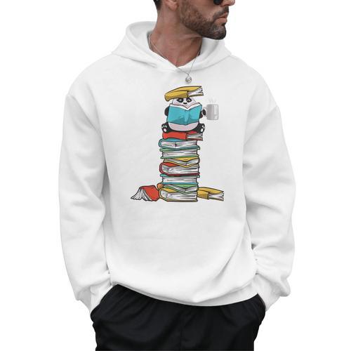 Panda Bear Loves Reading Illustration For A Book Nerd Men Hoodie - Bookorys
