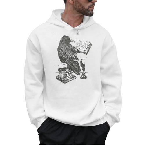 Raven Crow Reading a Magic Book Wizard Animal Bird Reader Men Hoodie - Bookorys CA