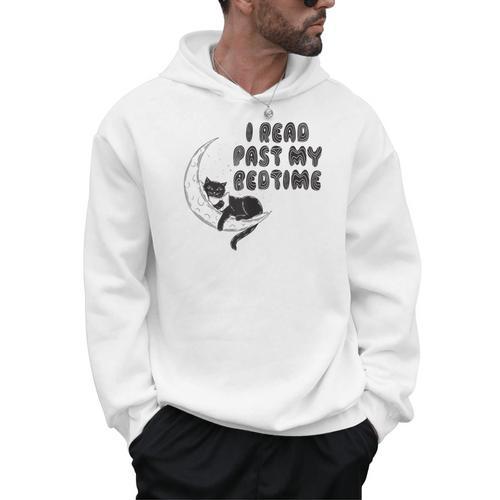 I Read Past My Bedtime Reading Cat Book Lover Men Hoodie - Bookorys