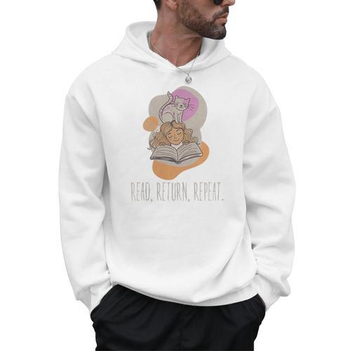Read Return Repeat Book Lover Cat Reading Library Premium Tri-Blend Men Hoodie - Bookorys AU