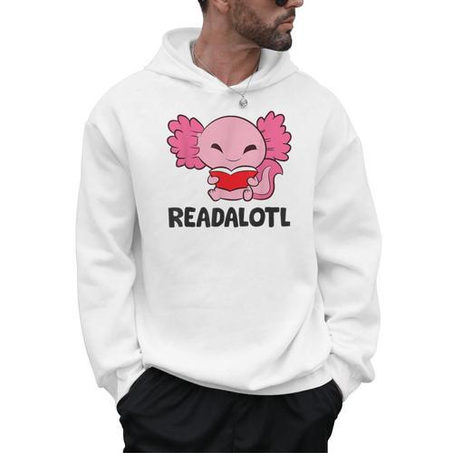 Readalotl Love Axolotls Reading Books And Axolotls Men Hoodie - Bookorys