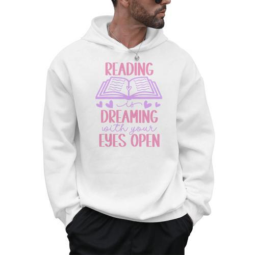 Reading Is Dreaming With Your Eyes Open Cute Quote Books Premium Tri-Blend Men Hoodie - Bookorys CA