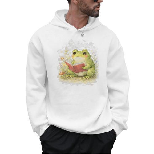 Reading Frog Cottagecore Book Lover Aesthetic Premium Tri-Blend Men Hoodie - Bookorys DE