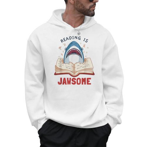 Reading Is Jawsome Bookworm Shark Book Lover For Kids Men Hoodie - Bookorys