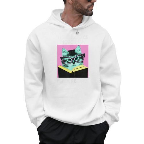 Reading Kitty I Like Books Men Hoodie - Bookorys